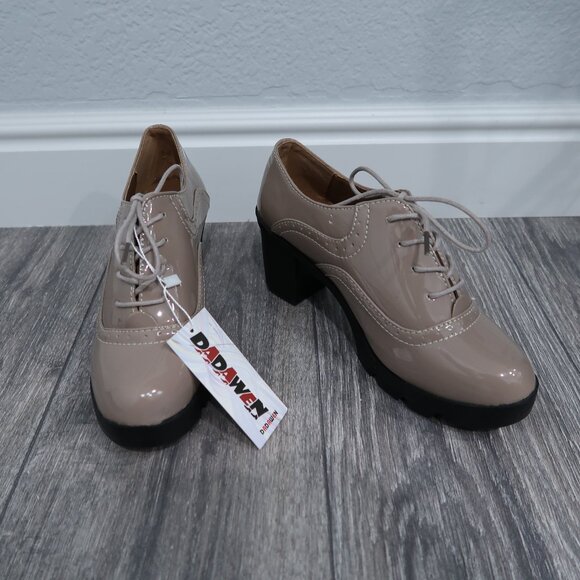 Dadawen Shoes - Dadawen Heels Womens 9 Brown Platform Oxfords Chunky Boxy Academia